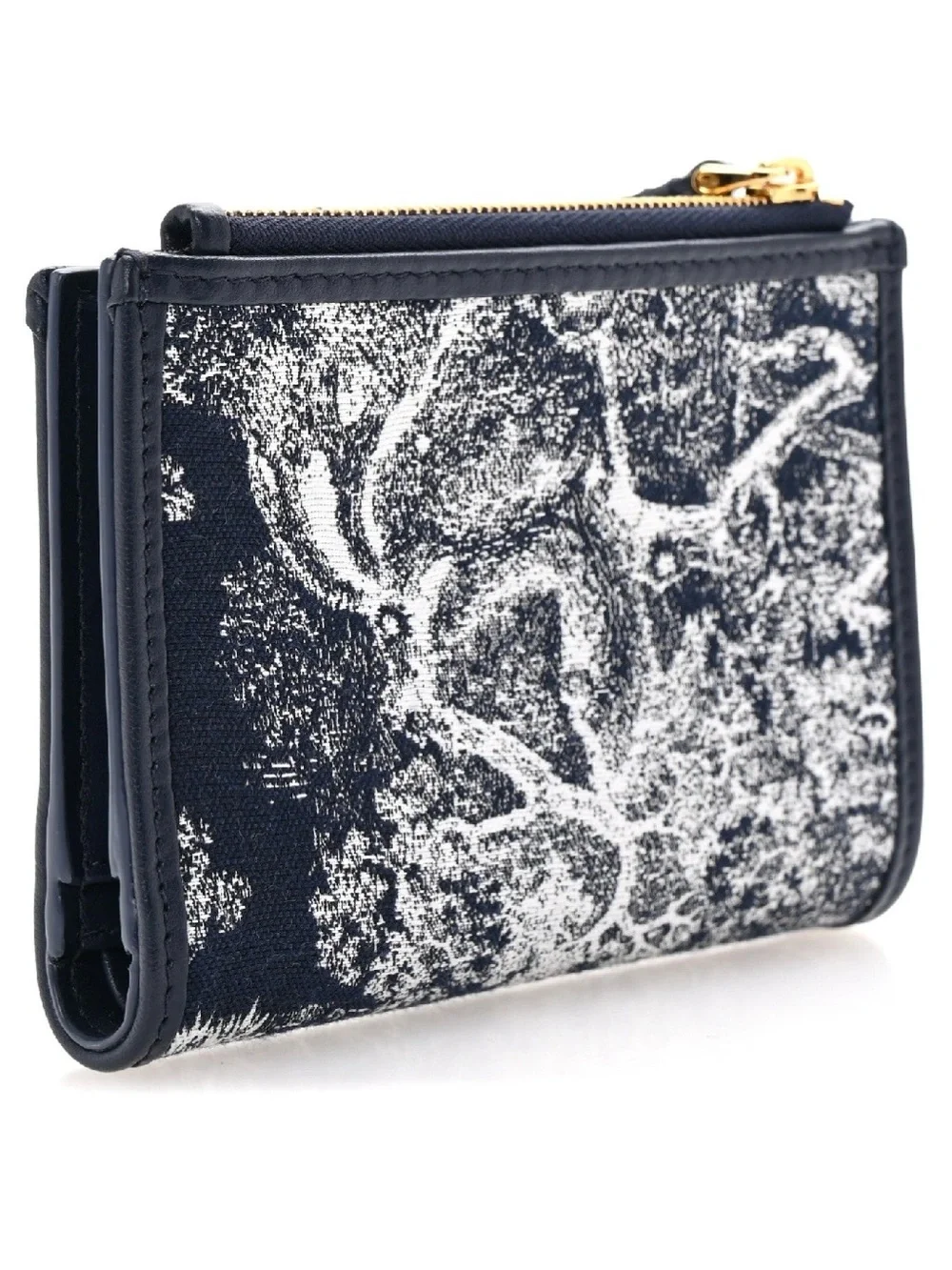 Christian Dior Navy Toile Zip Pouch with Gold CD Hardware